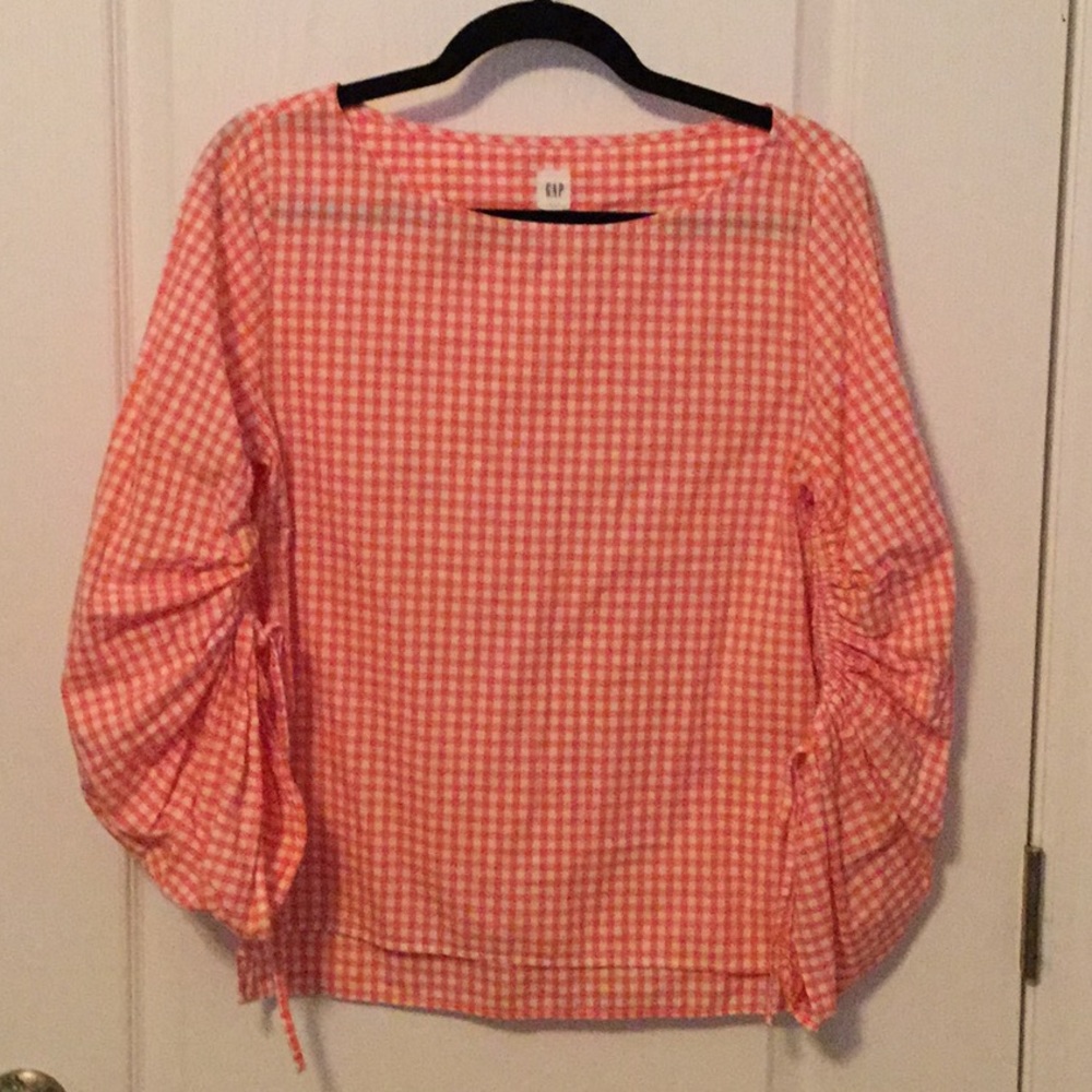 Fun Cotton Gap Orange Gingham Blouse